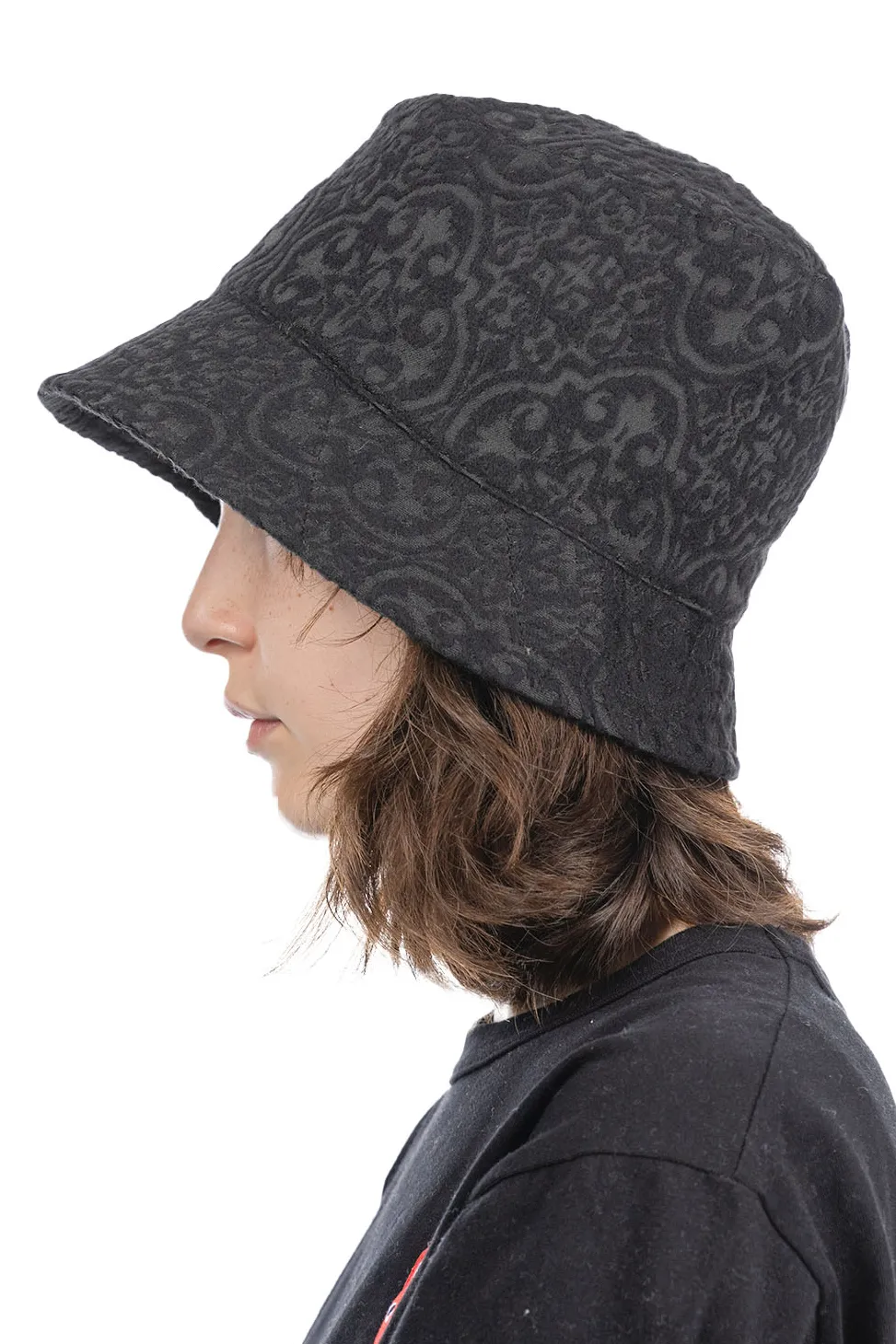 Clearance Engineered Garments Bucket Hat - Black Crest Flocked Jacquard