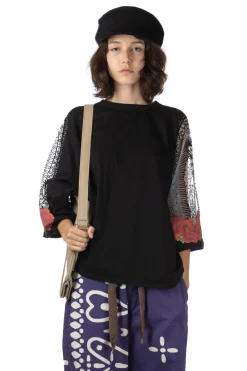 New Kapital Burn-Out Jersey Raglan HUGE T (Virgin Mary) - Black
