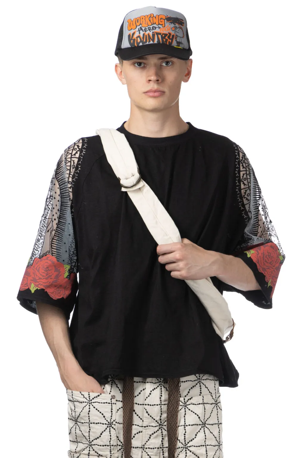 Clearance Kapital Burn-Out Jersey Raglan HUGE T (Virgin Mary) - Black