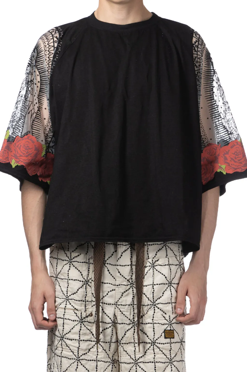 Clearance Kapital Burn-Out Jersey Raglan HUGE T (Virgin Mary) - Black