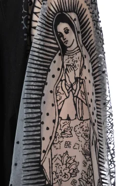 Clearance Kapital Burn-Out Jersey Raglan HUGE T (Virgin Mary) - Black