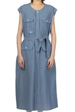 New Engineered Garments Bush Dress - Light Blue 4.5oz Cotton Chambray