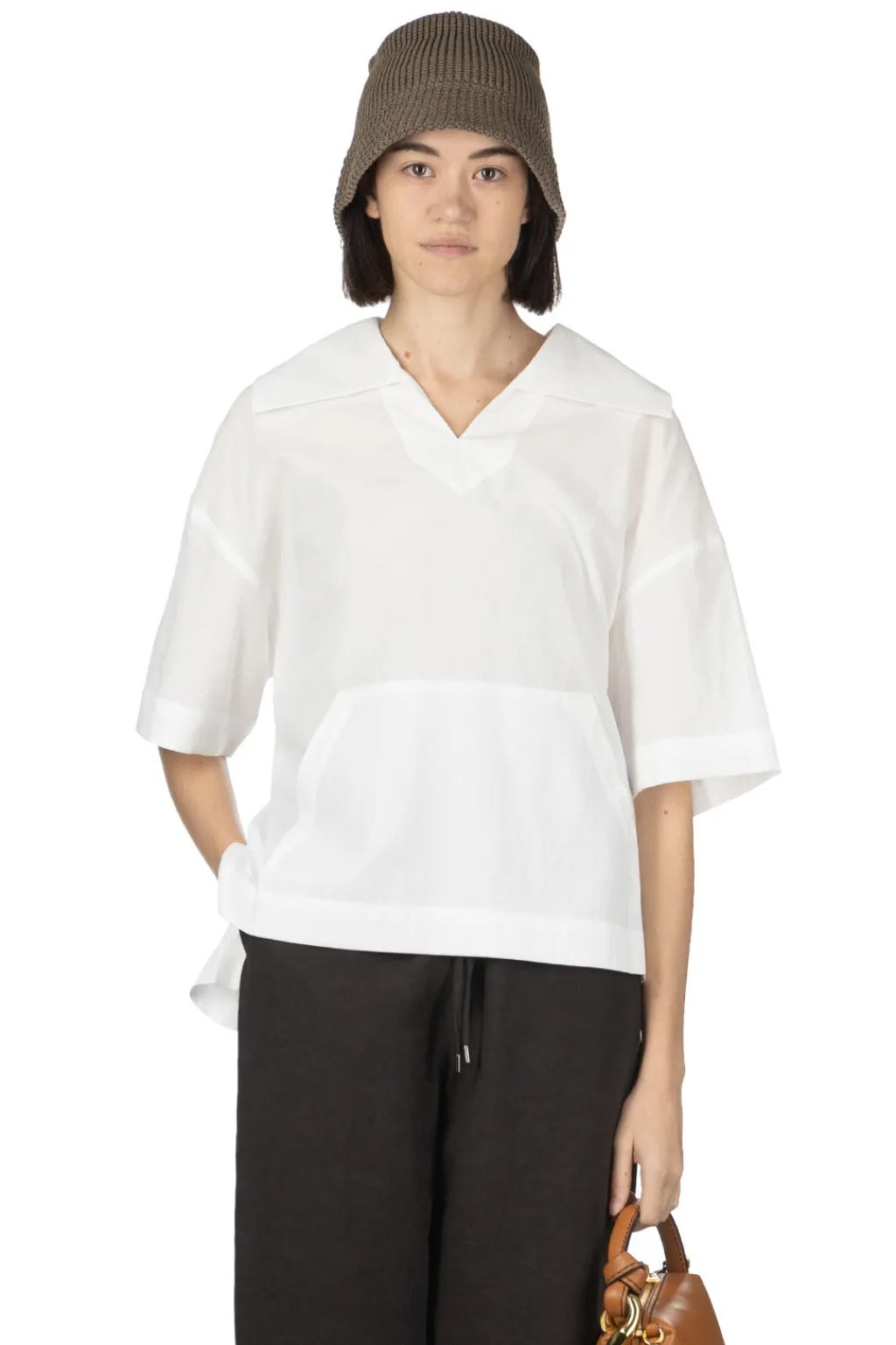 Outlet Manon Butterfly Collar Pullover Shirt - White