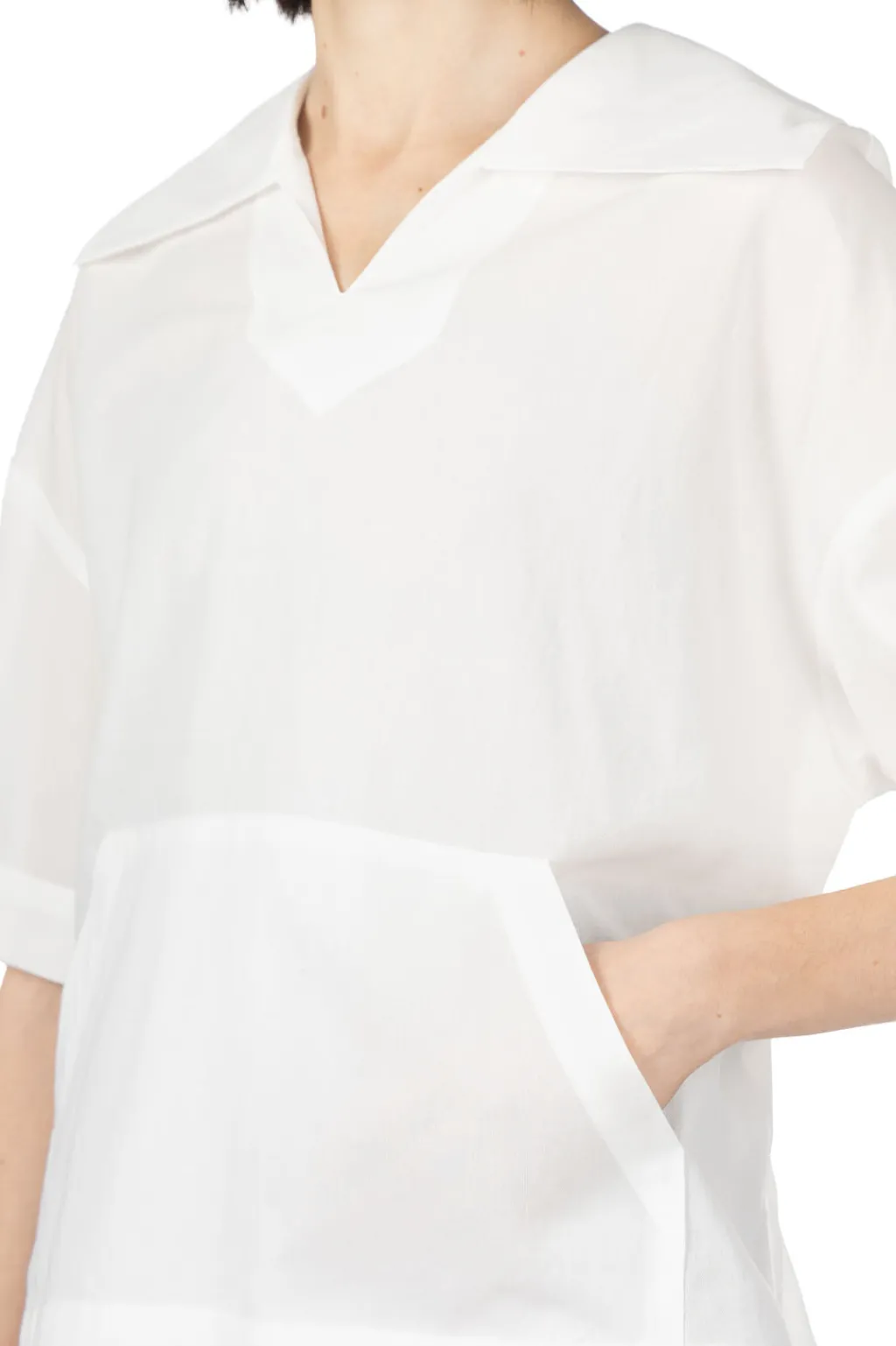 Outlet Manon Butterfly Collar Pullover Shirt - White