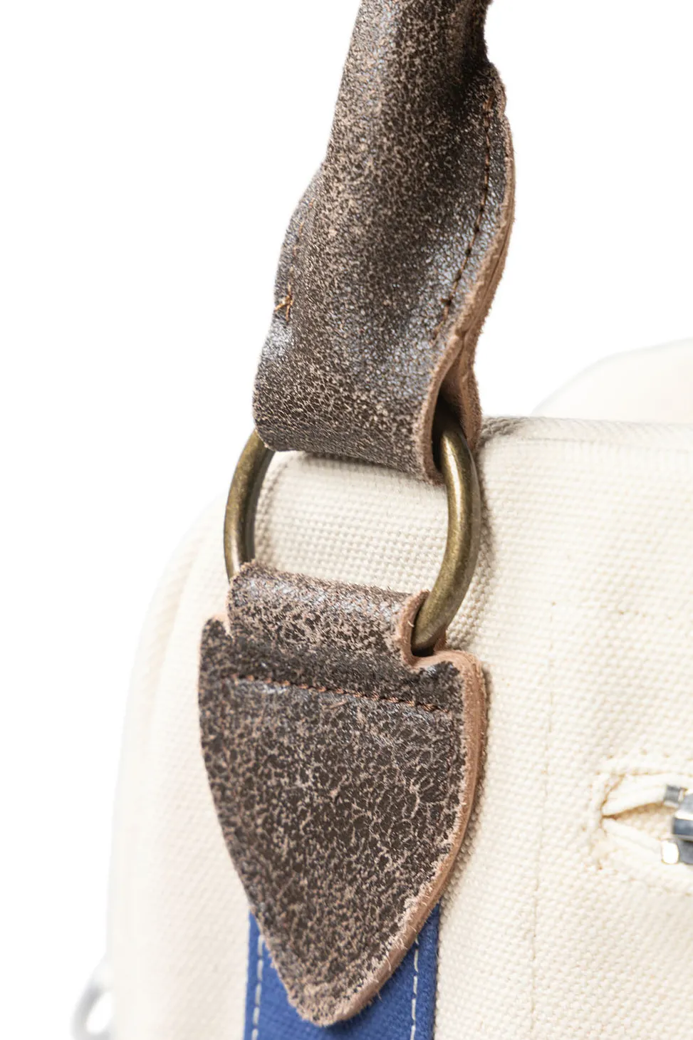 New Kapital #4 Canvas FARGO Bag (S) - Ecru x Navy