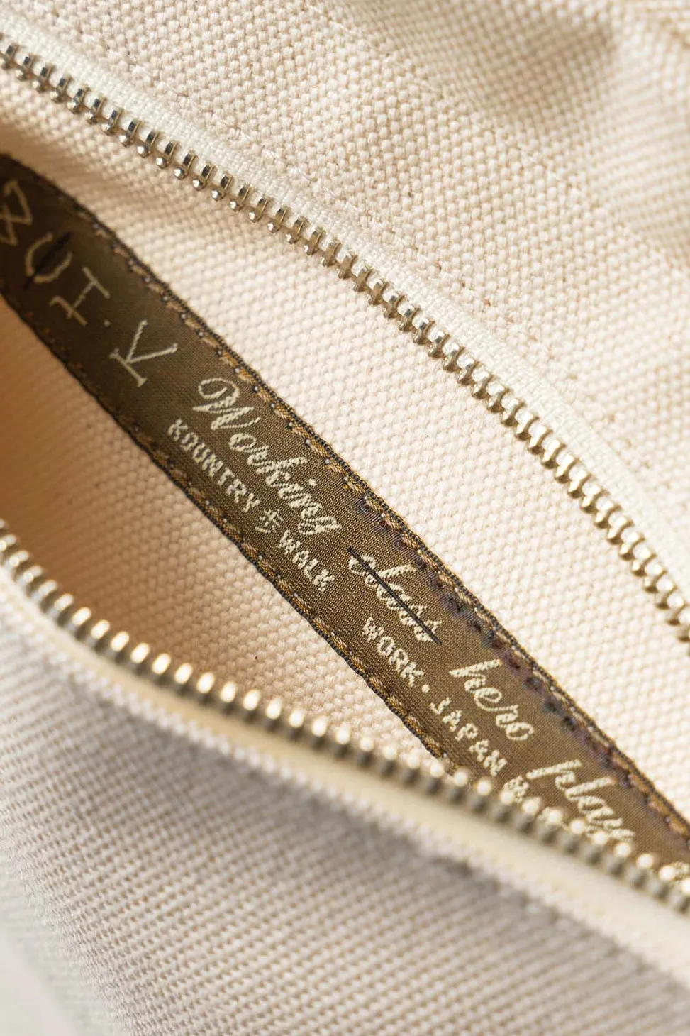 New Kapital #4 Canvas FARGO Bag (S) - Ecru x Navy