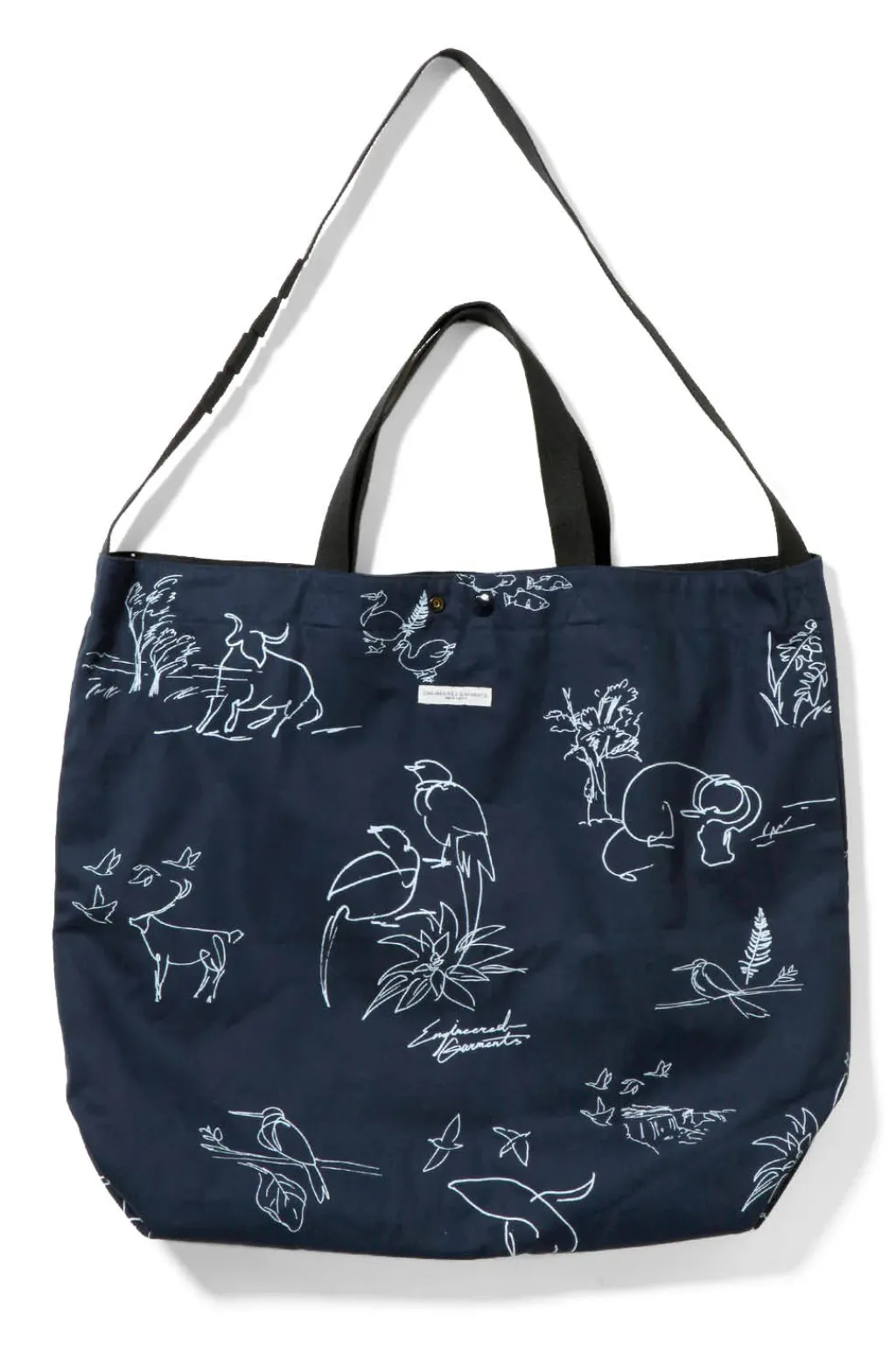 Discount Engineered Garments Carry All Tote Reversible - Navy Animal Print 6.5oz Flat Twill