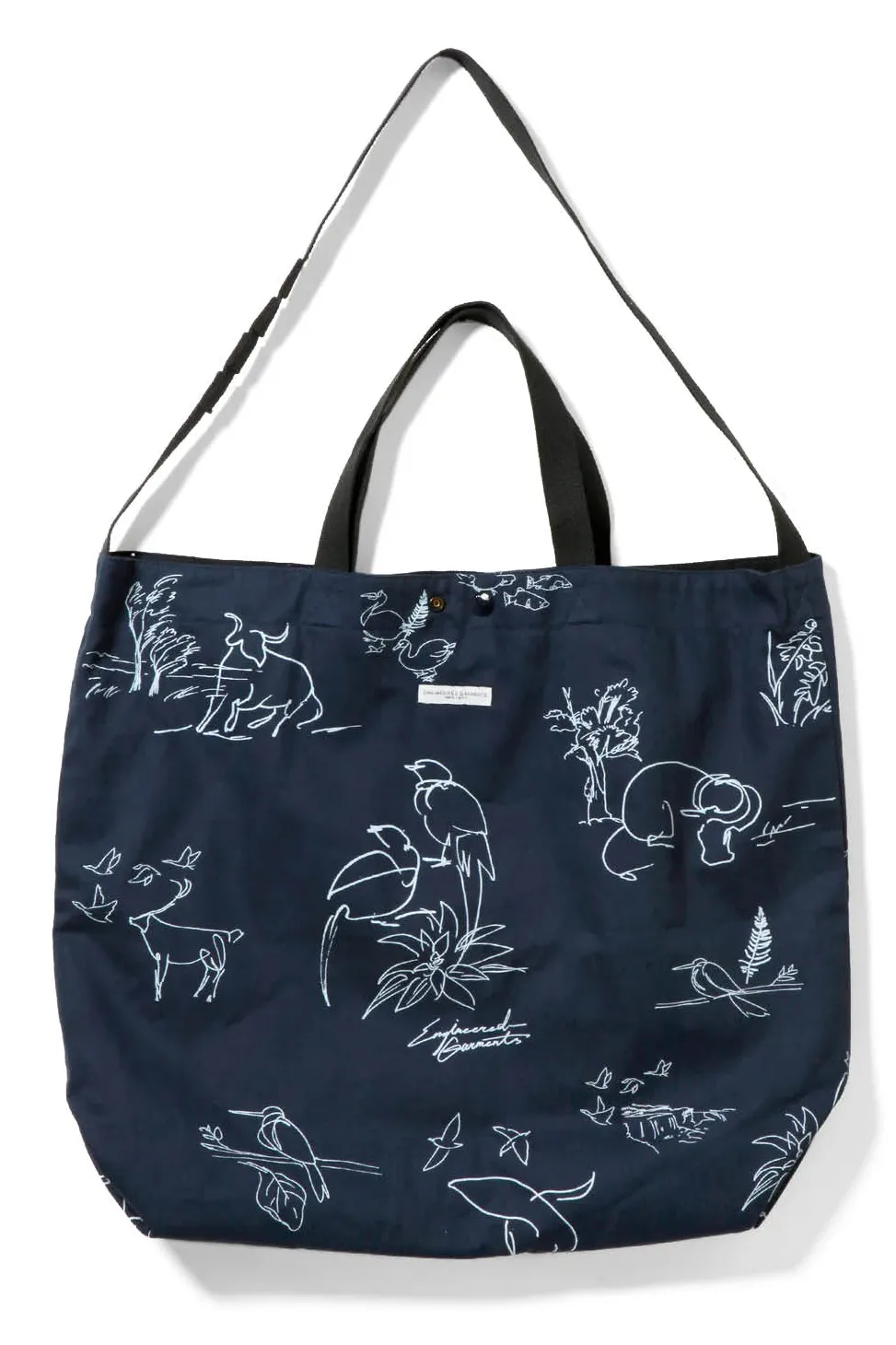 Online Engineered Garments Carry All Tote Reversible - Navy Animal Print 6.5oz Flat Twill
