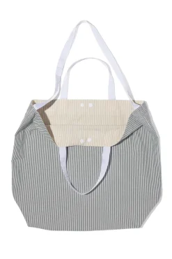 Best Engineered Garments Carry All Tote Reversible - Navy Cotton Seersucker Stripe