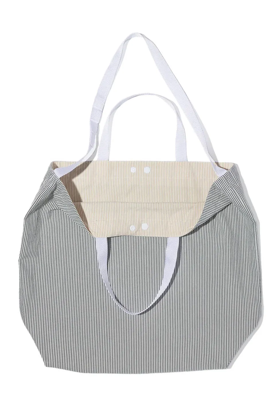 Hot Engineered Garments Carry All Tote Reversible - Navy Cotton Seersucker Stripe