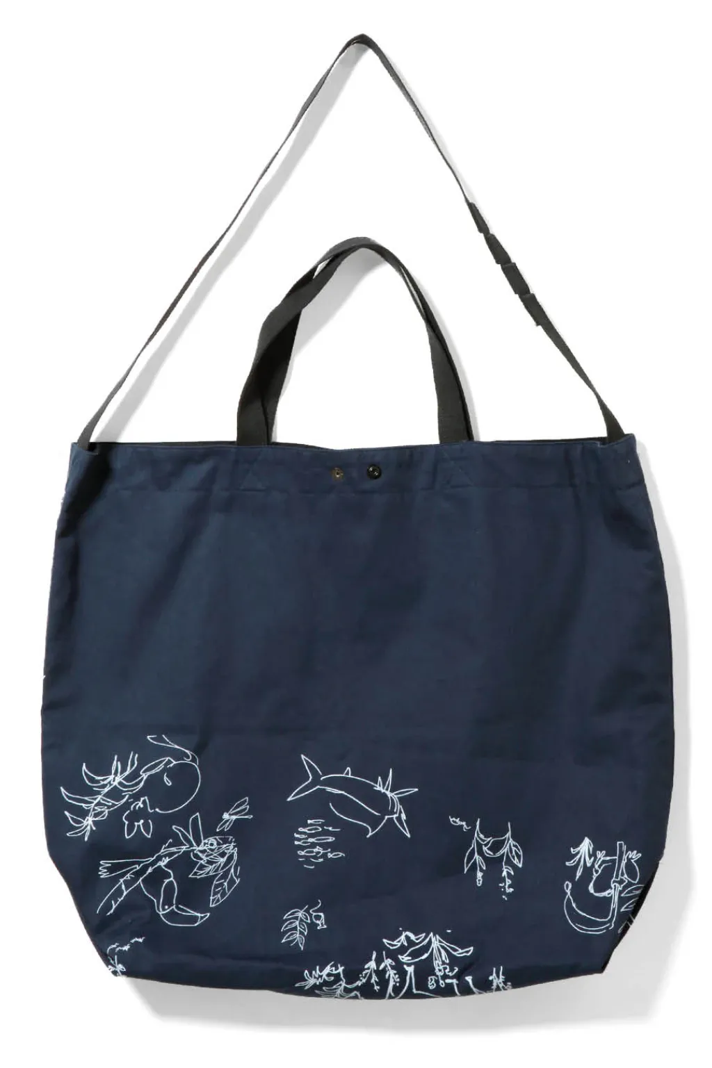 Discount Engineered Garments Carry All Tote Reversible - Navy Animal Print 6.5oz Flat Twill
