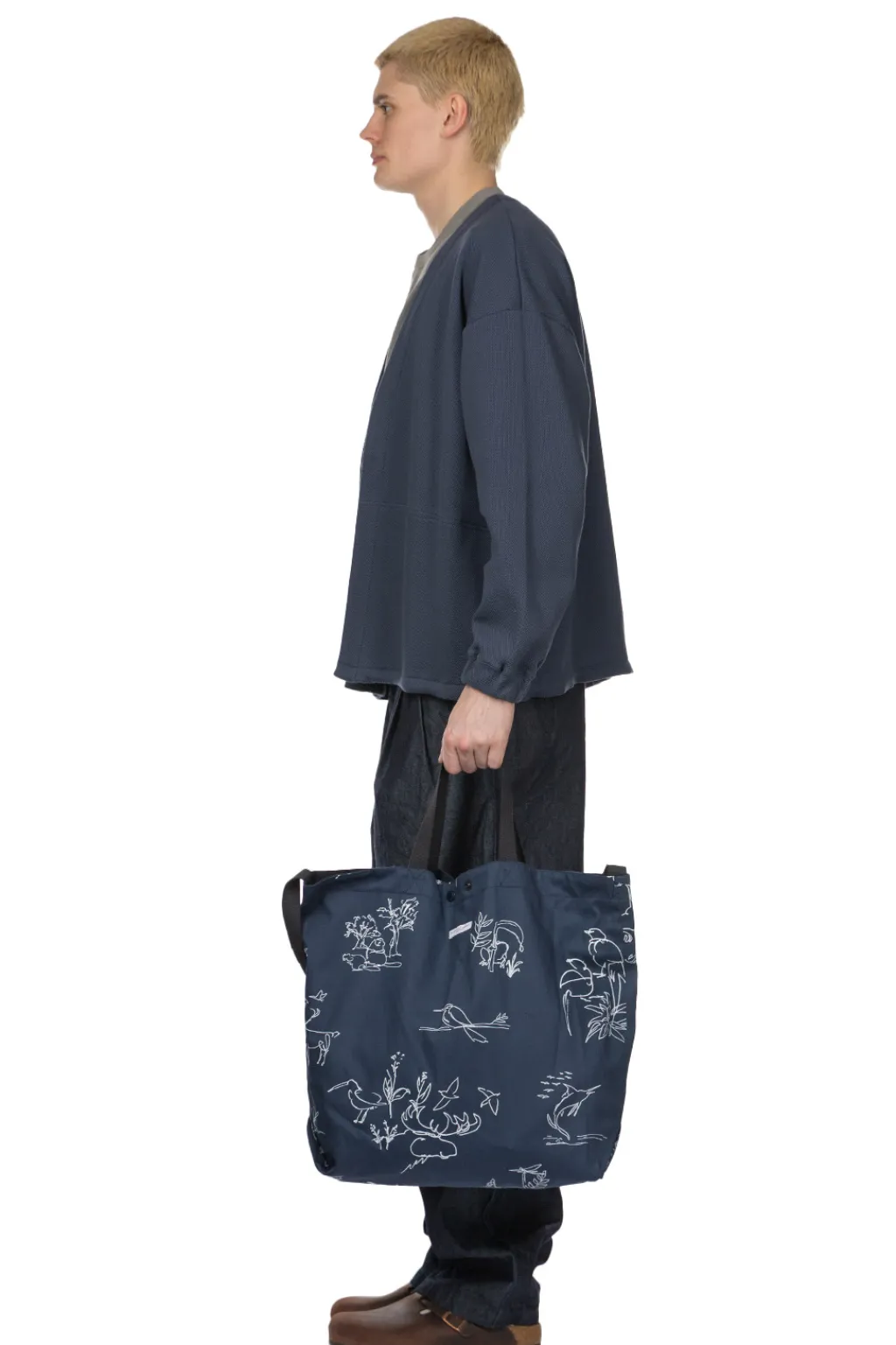 Discount Engineered Garments Carry All Tote Reversible - Navy Animal Print 6.5oz Flat Twill