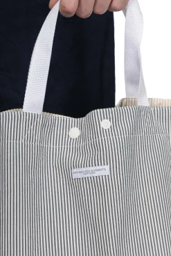 Best Engineered Garments Carry All Tote Reversible - Navy Cotton Seersucker Stripe