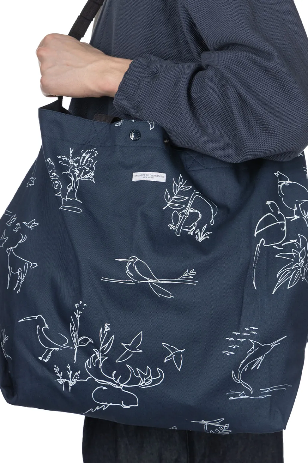 Discount Engineered Garments Carry All Tote Reversible - Navy Animal Print 6.5oz Flat Twill