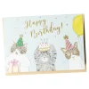 Fashion Mino Washi Cat Birthday Card - 3 Color Choices