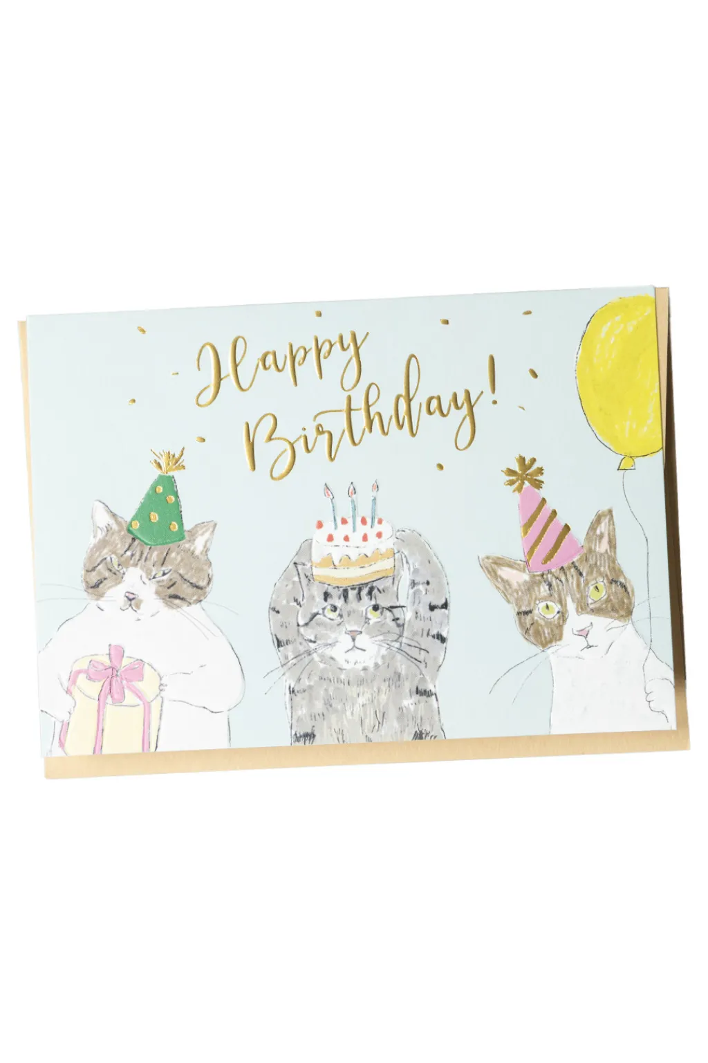 Fashion Mino Washi Cat Birthday Card - 3 Color Choices