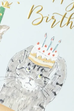 Fashion Mino Washi Cat Birthday Card - 3 Color Choices