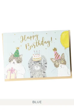 Fashion Mino Washi Cat Birthday Card - 3 Color Choices