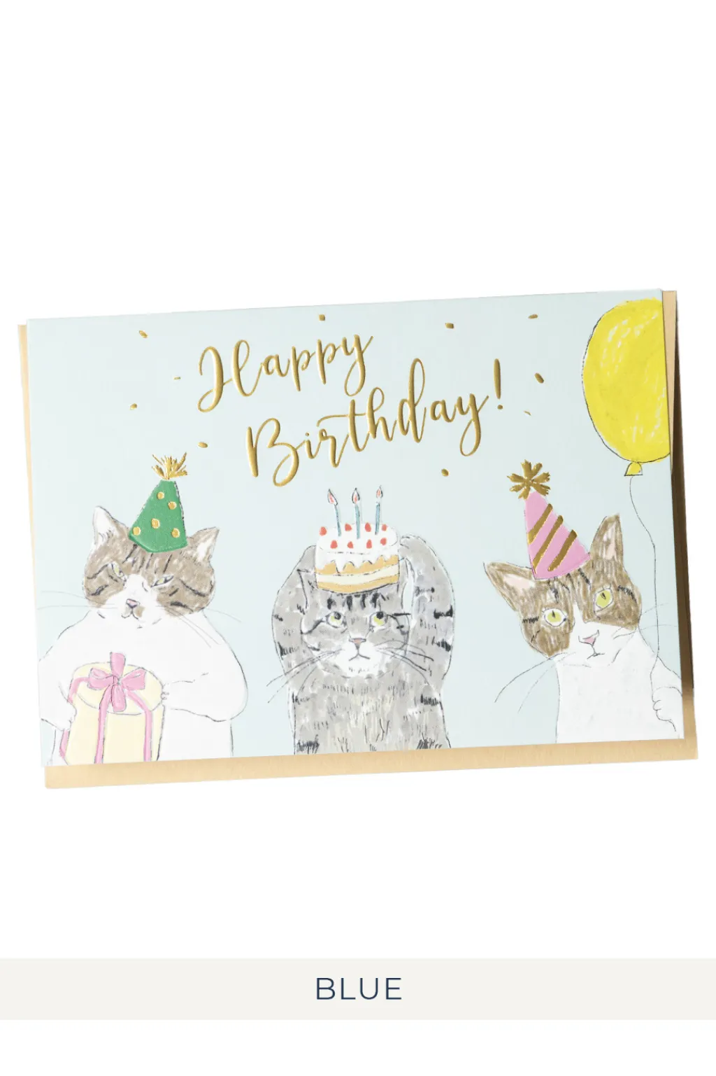 Fashion Mino Washi Cat Birthday Card - 3 Color Choices