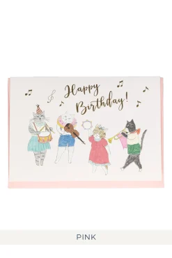 Fashion Mino Washi Cat Birthday Card - 3 Color Choices