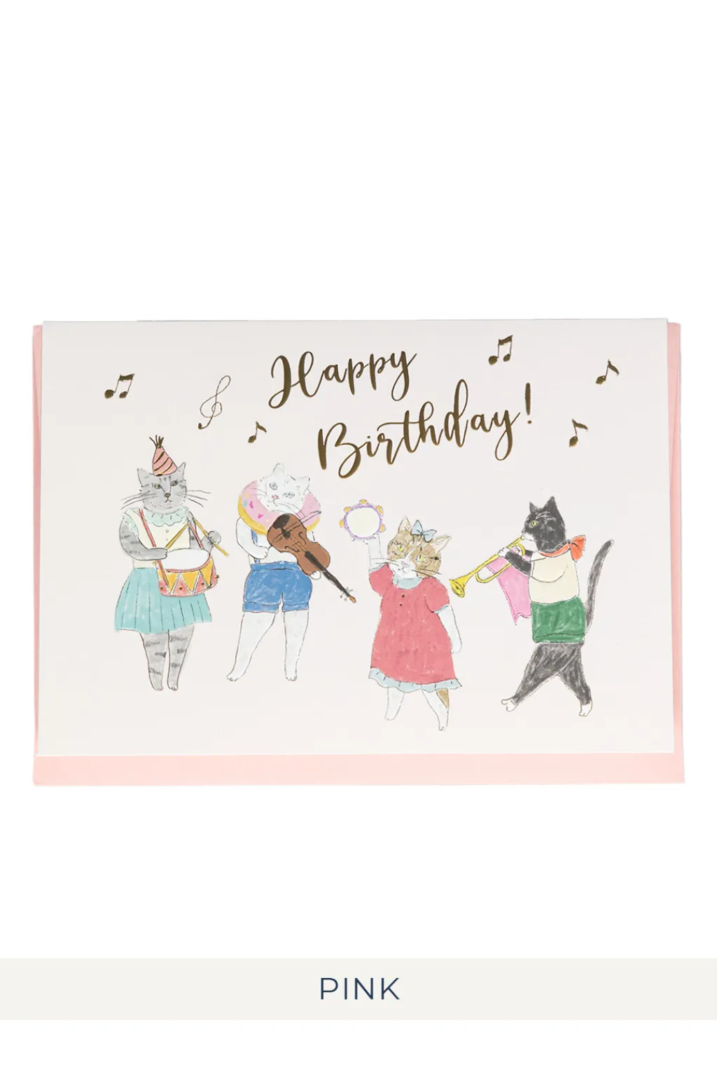 Fashion Mino Washi Cat Birthday Card - 3 Color Choices
