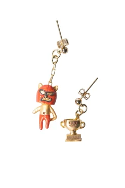 Online Palnart Poc Cat Wrestler Earring - Gold