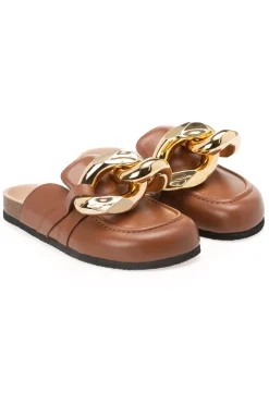Sale JW Anderson Chain Loafer Leather Mules - Pecan