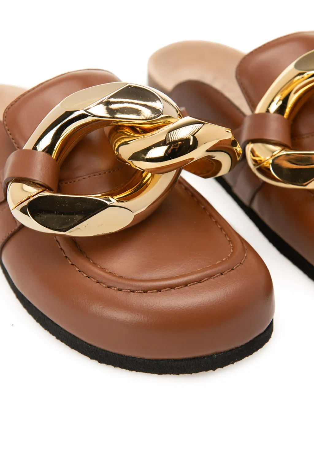 Sale JW Anderson Chain Loafer Leather Mules - Pecan