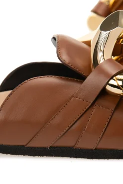 Sale JW Anderson Chain Loafer Leather Mules - Pecan