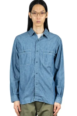 Clearance OrSlow Chambray Work Shirt (Blue)
