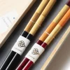 Hot Mino Washi Chopsticks - 2 Pairs - Gold Checker