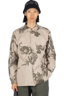 Outlet Engineered Garments Classic Shirt - Khaki Pinecone Print French Twill