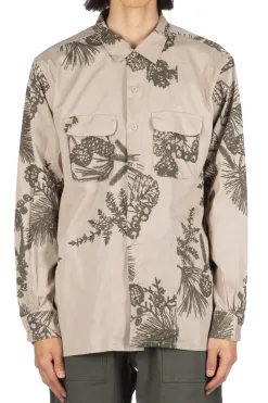 Outlet Engineered Garments Classic Shirt - Khaki Pinecone Print French Twill