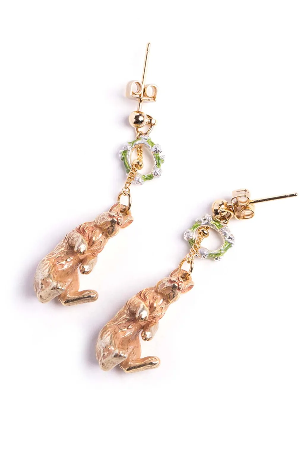 New Palnart Poc Clover Crown Bunny Earrings - Gold