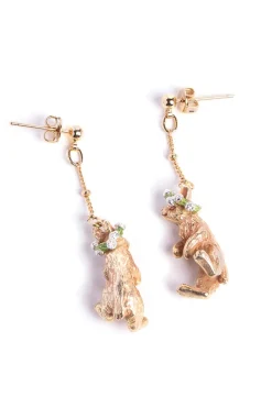 New Palnart Poc Clover Crown Bunny Earrings - Gold