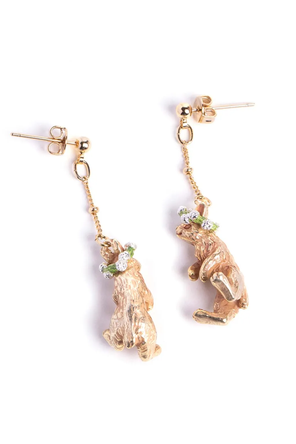 New Palnart Poc Clover Crown Bunny Earrings - Gold