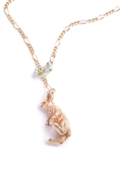 Fashion Palnart Poc Clover Crown Bunny Necklace - Gold