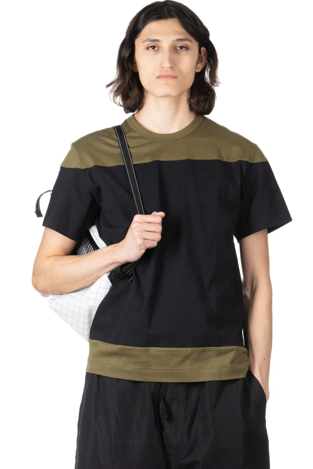 Online Comme Des Garcons Homme Deux Color Block SS T-Shirt - Black x Khaki
