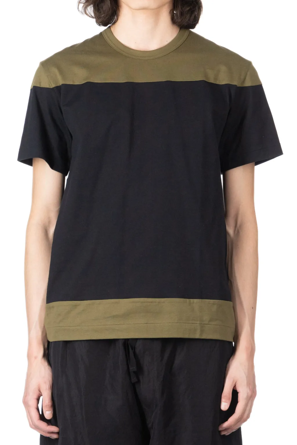 Online Comme Des Garcons Homme Deux Color Block SS T-Shirt - Black x Khaki