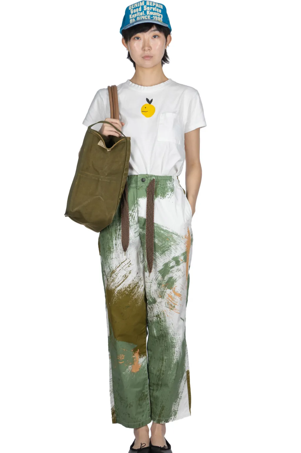 Best Kapital Combed Burberry BRUSH-CAMO EASY Pants - White