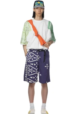 New Kapital Combed Burberry Homongo Cross Easy Shorts - Navy
