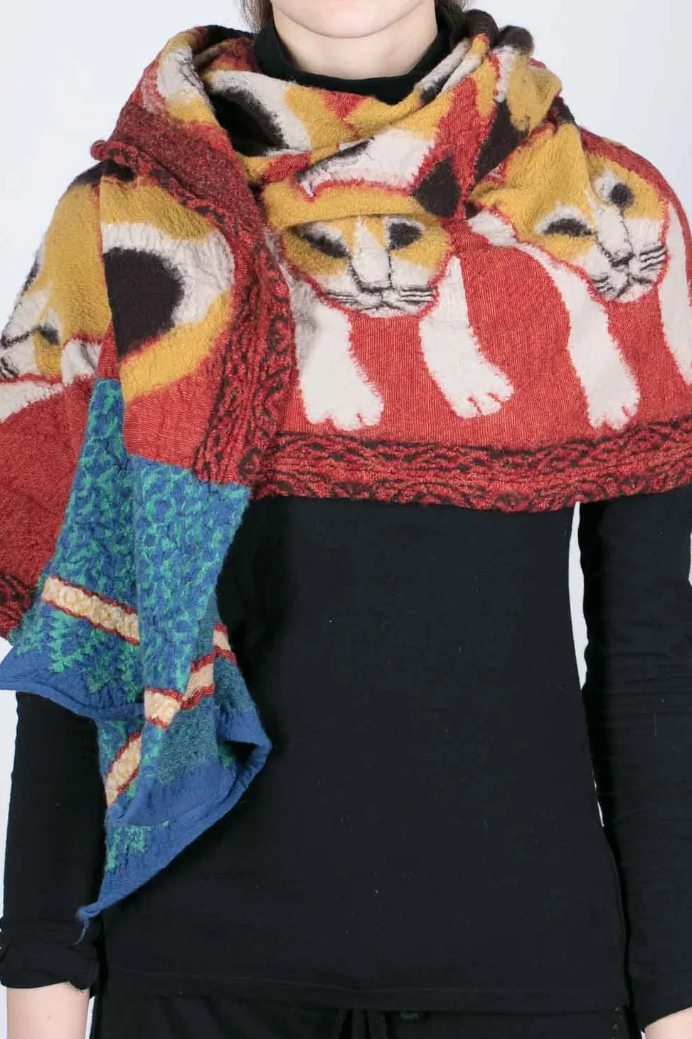 Discount Kapital Compressed Wool Scarf JAPAN MIKE Cat - Red
