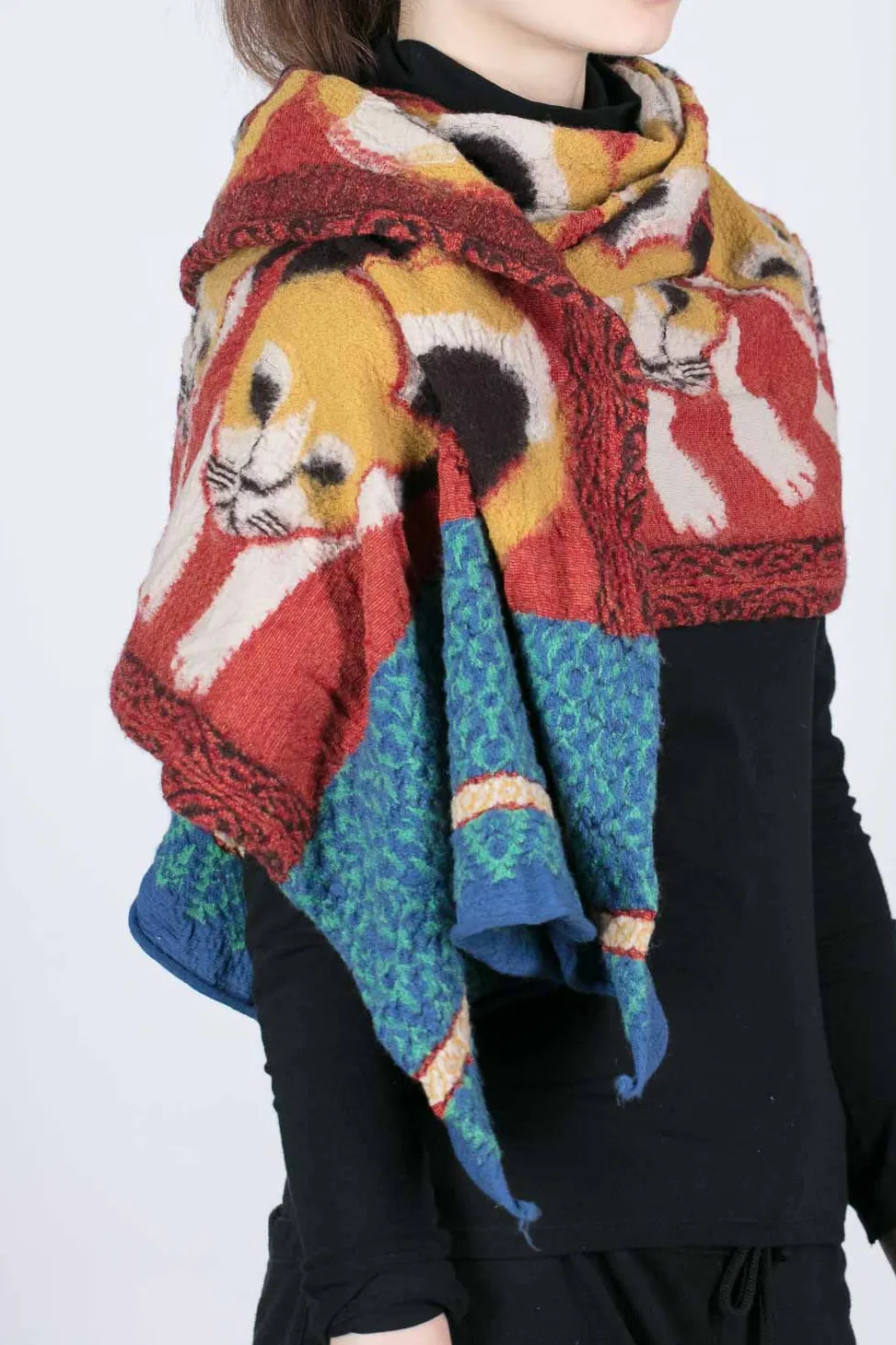 Discount Kapital Compressed Wool Scarf JAPAN MIKE Cat - Red