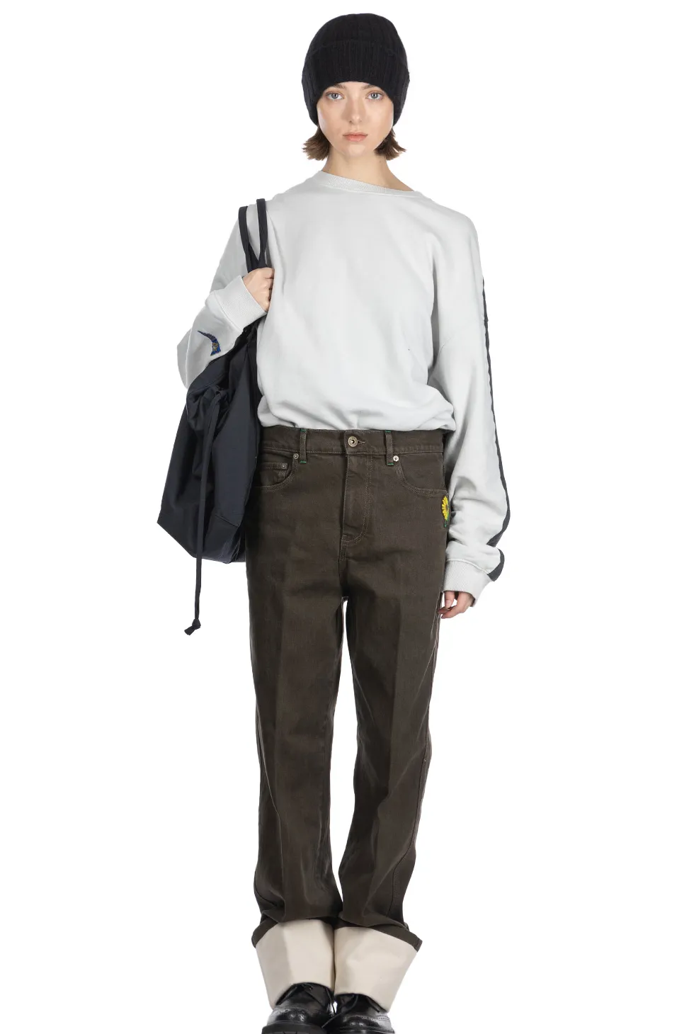 Online JW Anderson Contrast Turn Up Jeans - Smoke