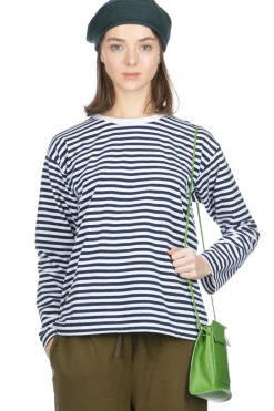 Fashion Nanamica COOLMAX Stripe Jersey LS Tee - Navy x White