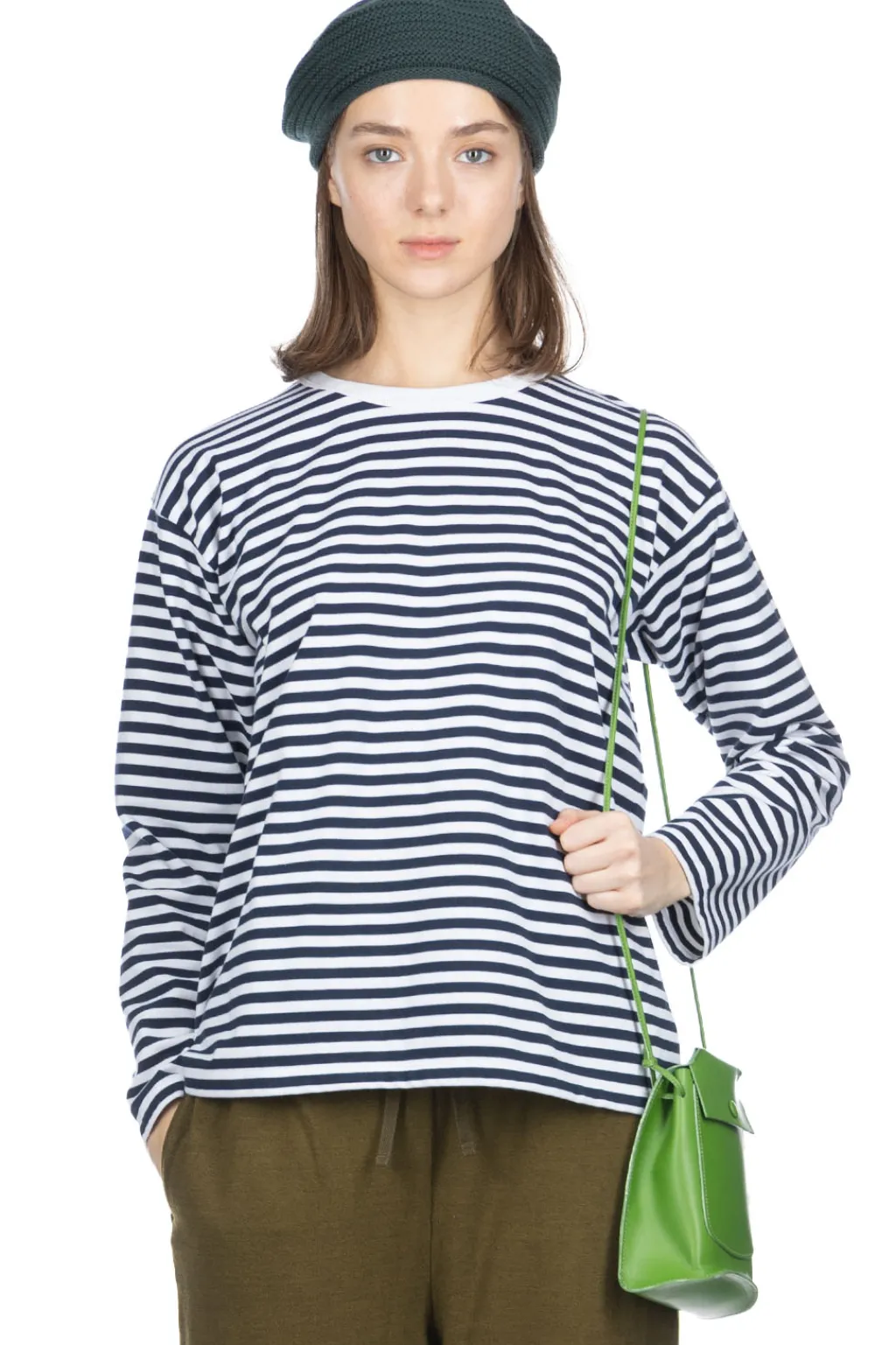 Fashion Nanamica COOLMAX Stripe Jersey LS Tee - Navy x White