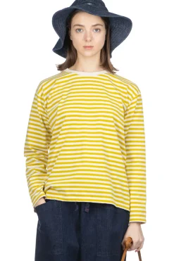 Clearance Nanamica COOLMAX Stripe Jersey LS Tee - Yellow x Natural