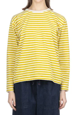 Clearance Nanamica COOLMAX Stripe Jersey LS Tee - Yellow x Natural