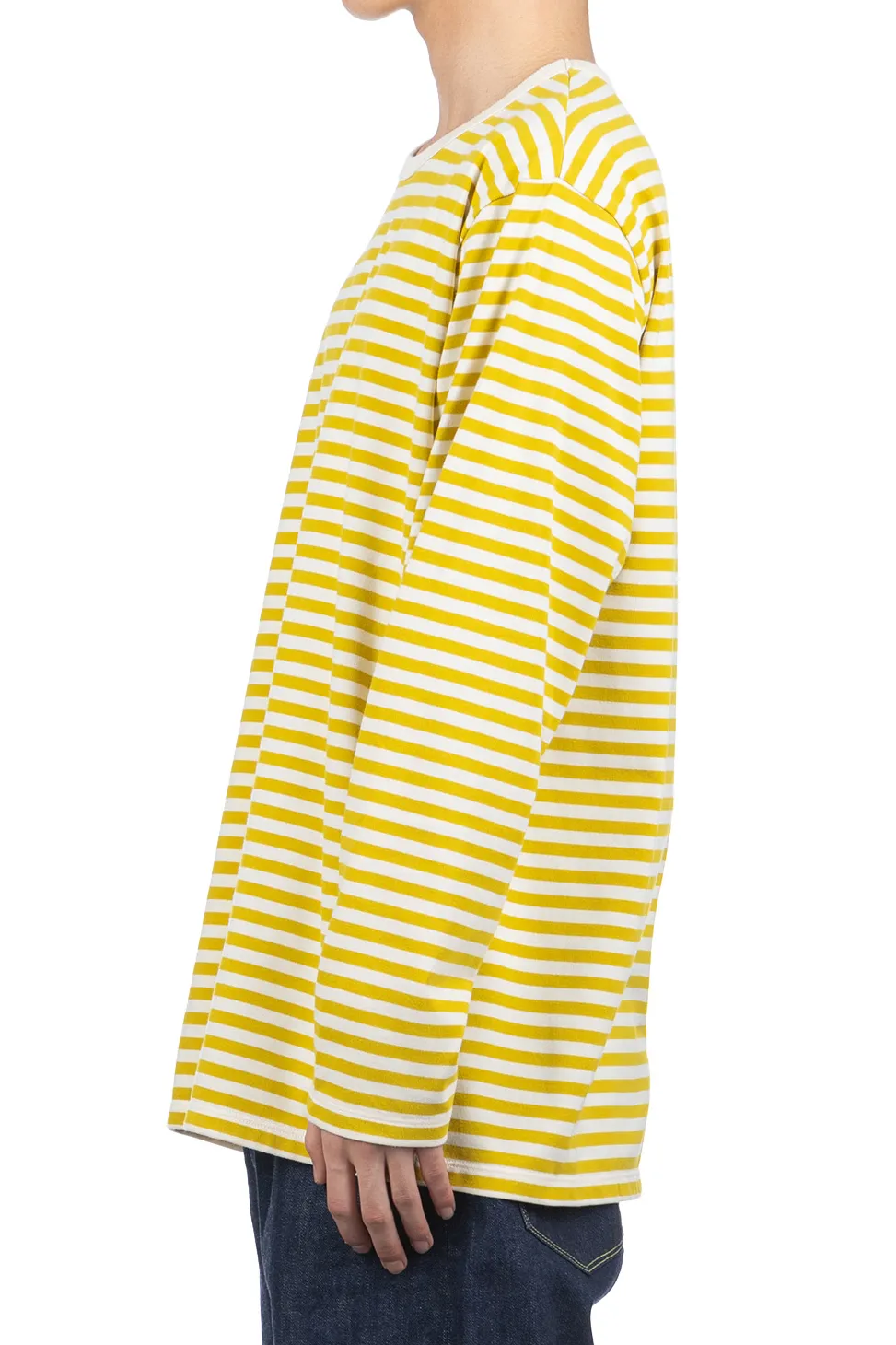 Outlet Nanamica COOLMAX Stripe Jersey LS Tee - Yellow x Natural