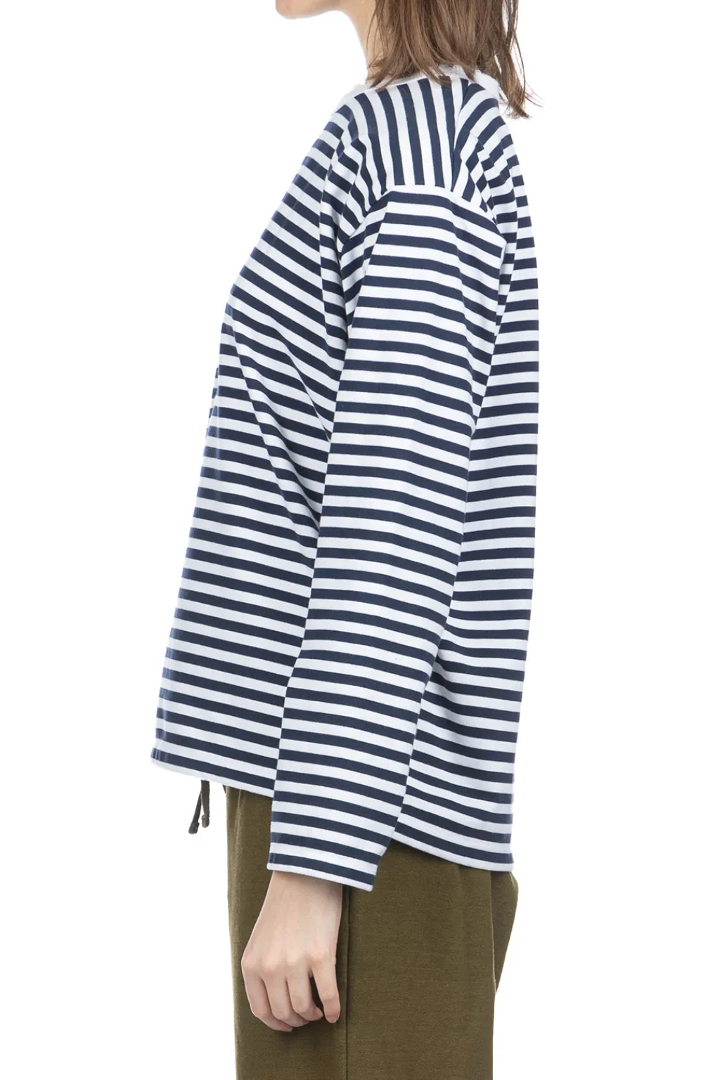 Fashion Nanamica COOLMAX Stripe Jersey LS Tee - Navy x White